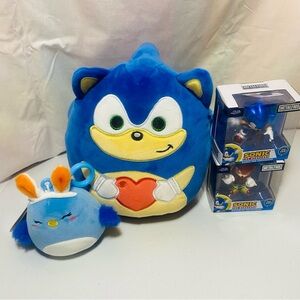 Sonic & Bebe Easter Squishmallow W 2 Die Cast Metalfigs Knuckles And Sonic